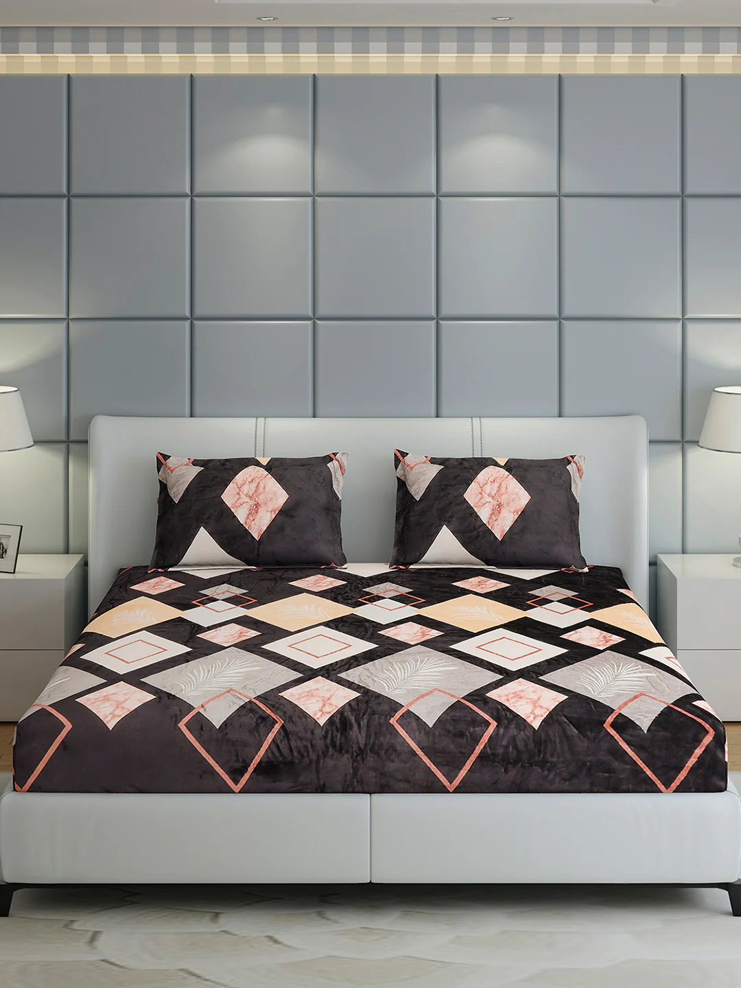 247 GSM Polyester King Bed 1 Bedsheet with 2 Pillow Cover (Teresa) - Image 2