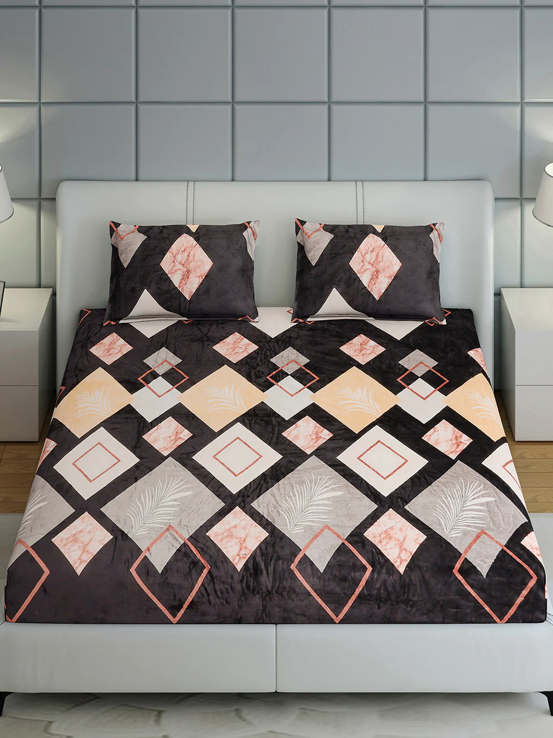 247 GSM Polyester King Bed 1 Bedsheet with 2 Pillow Cover (Teresa) - Image 3