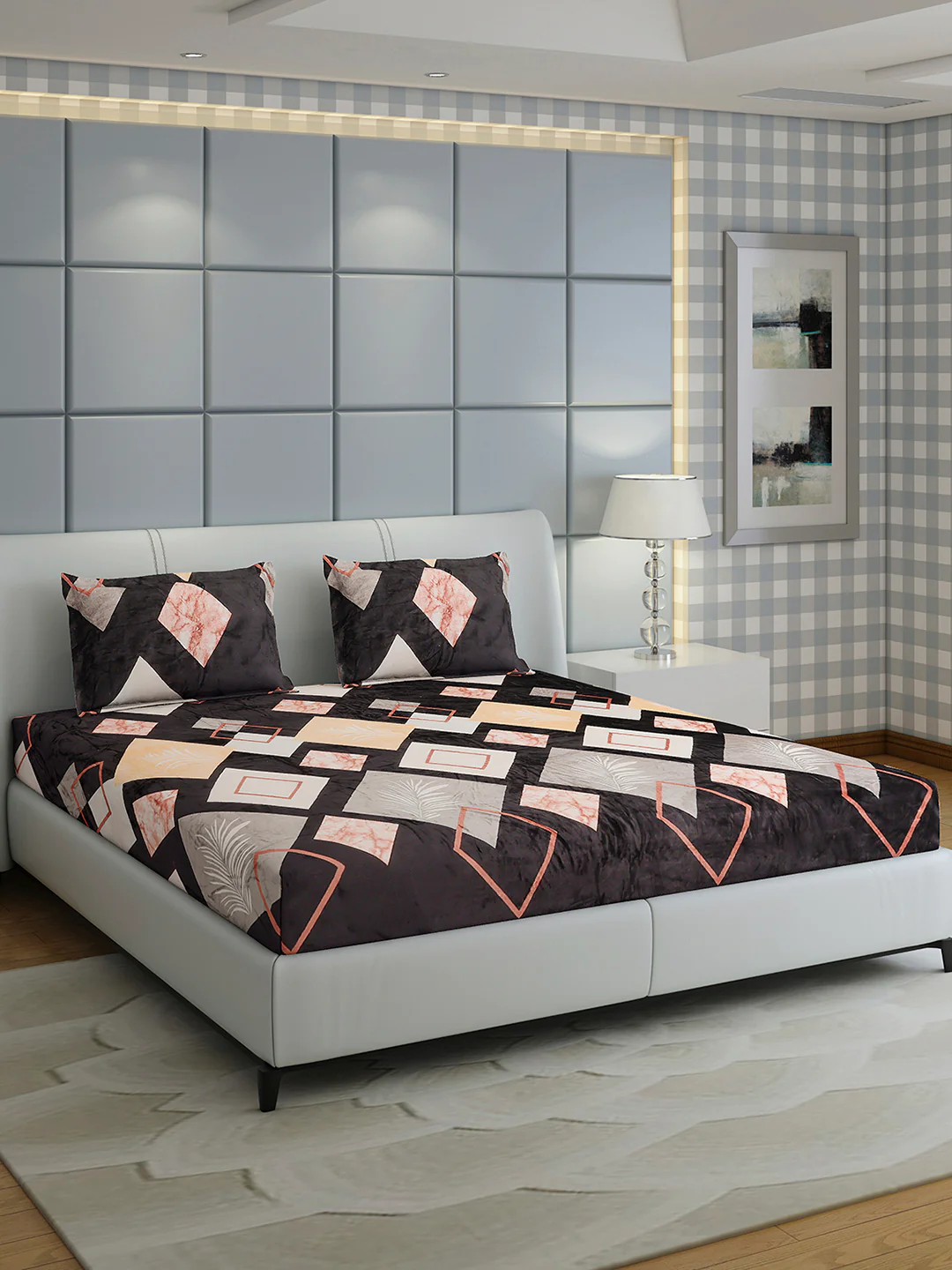 247 GSM Polyester King Bed 1 Bedsheet with 2 Pillow Cover (Teresa) - Image 4