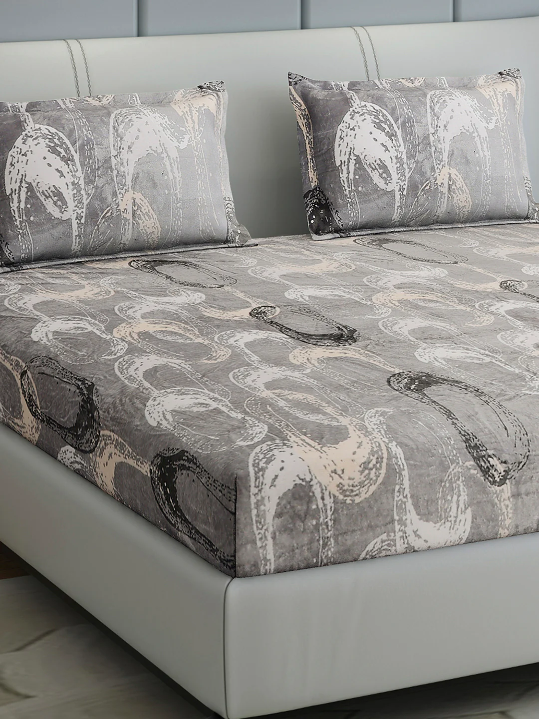247 GSM Polyester King Bed 1 Bedsheet with 2 Pillow Cover (Teresa)