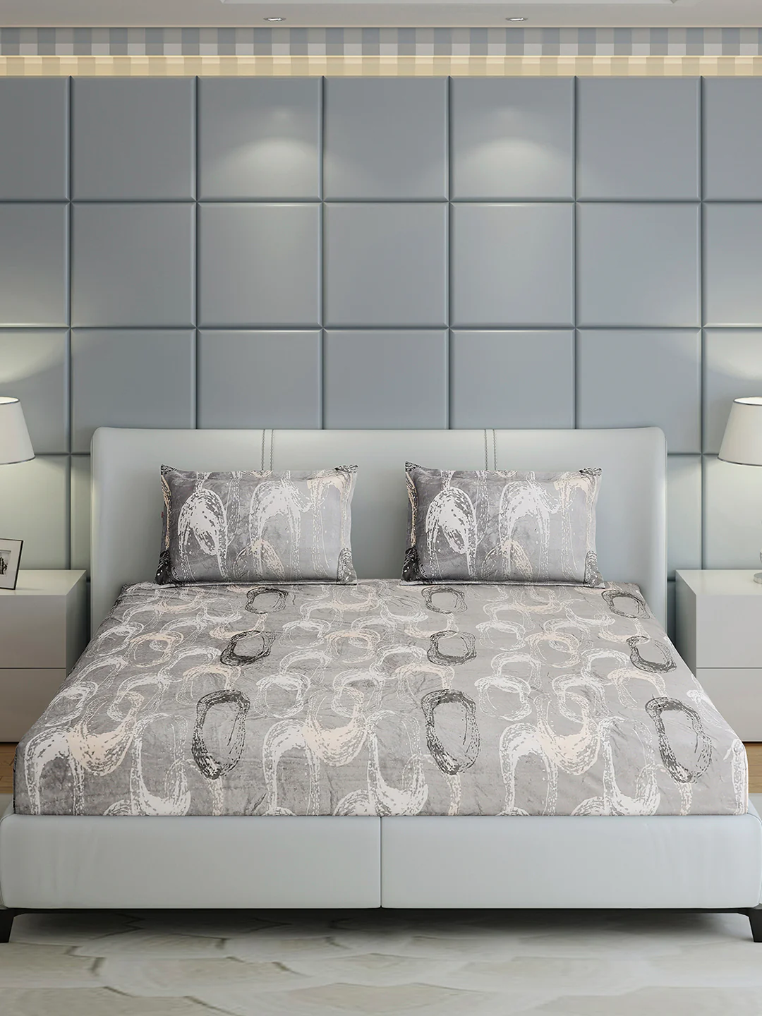247 GSM Polyester King Bed 1 Bedsheet with 2 Pillow Cover (Teresa) - Image 2