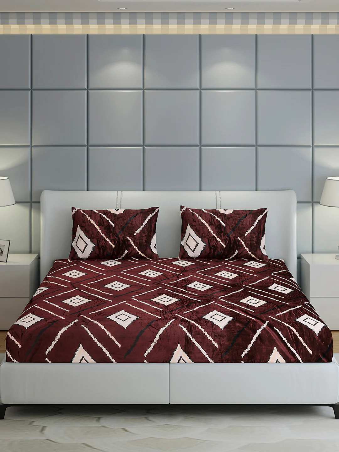 247 GSM Polyester King Bed 1 Bedsheet with 2 Pillow Cover (Teresa) - Image 2
