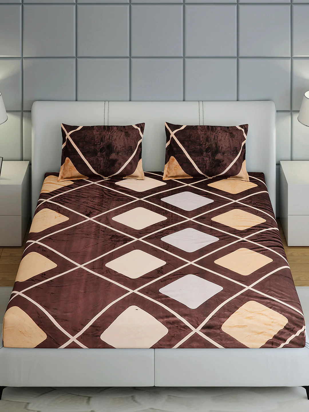 247 GSM Polyester King Bed 1 Bedsheet with 2 Pillow Cover (Teresa) - Image 3