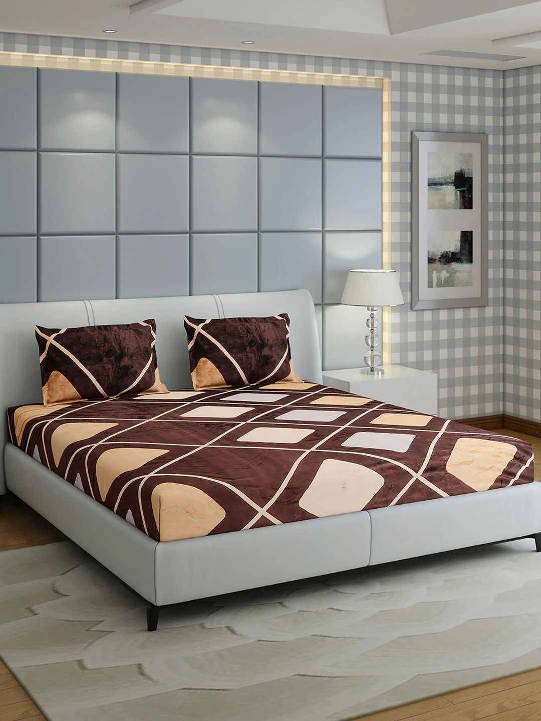 247 GSM Polyester King Bed 1 Bedsheet with 2 Pillow Cover (Teresa) - Image 4