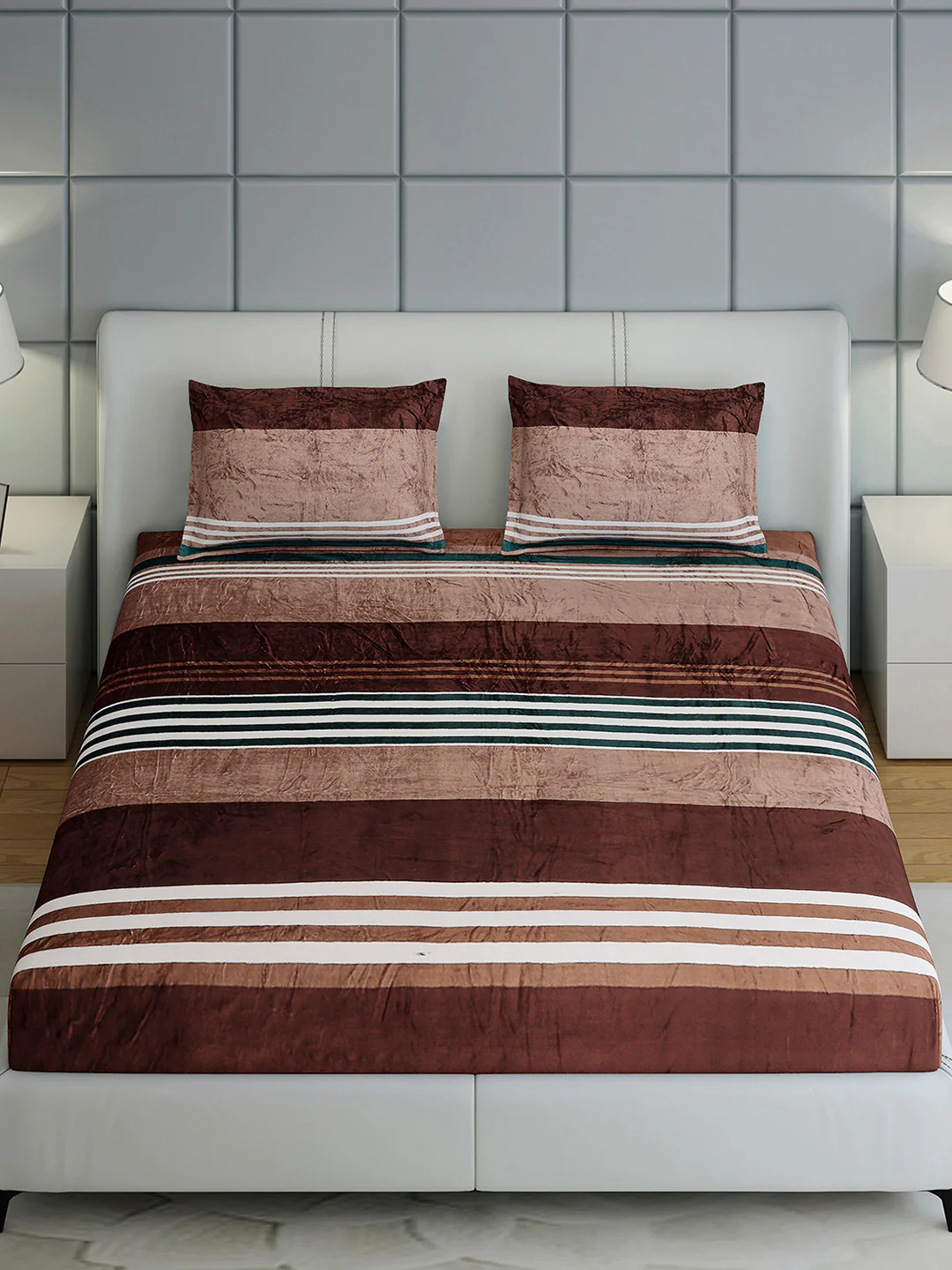 247 GSM Polyester King Bed 1 Bedsheet with 2 Pillow Cover (Teresa) - Image 3