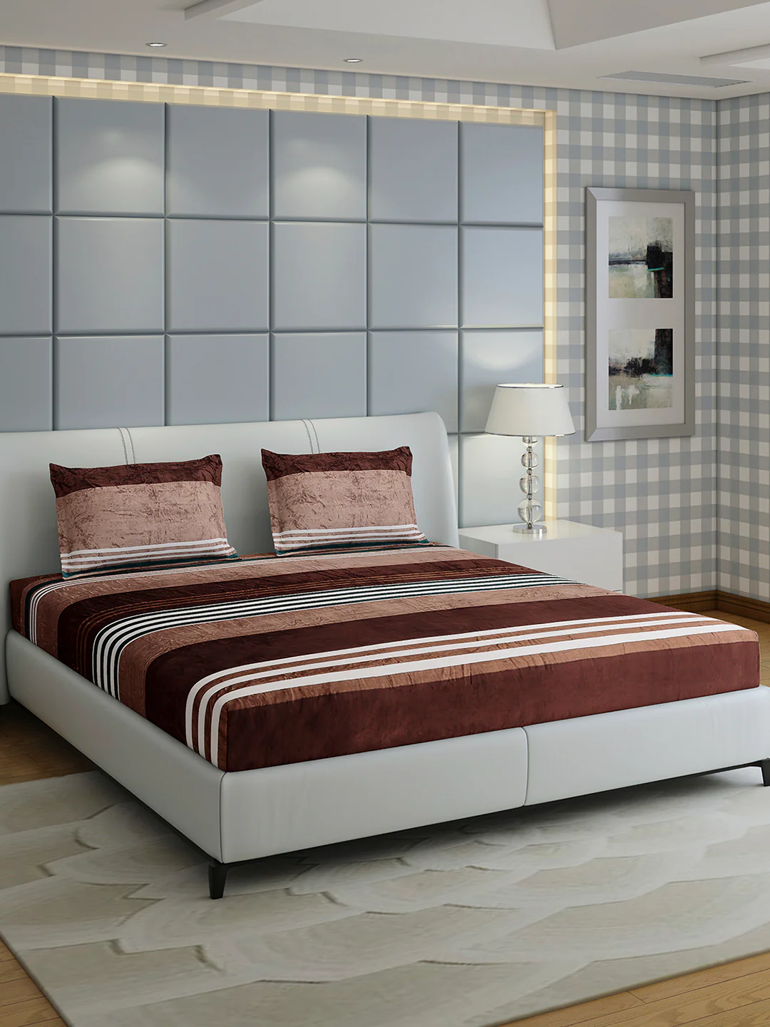 247 GSM Polyester King Bed 1 Bedsheet with 2 Pillow Cover (Teresa) - Image 4