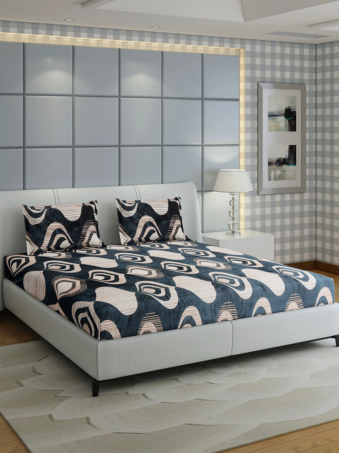 247 GSM Polyester King Bed 1 Bedsheet with 2 Pillow Cover (Teresa) - Image 4