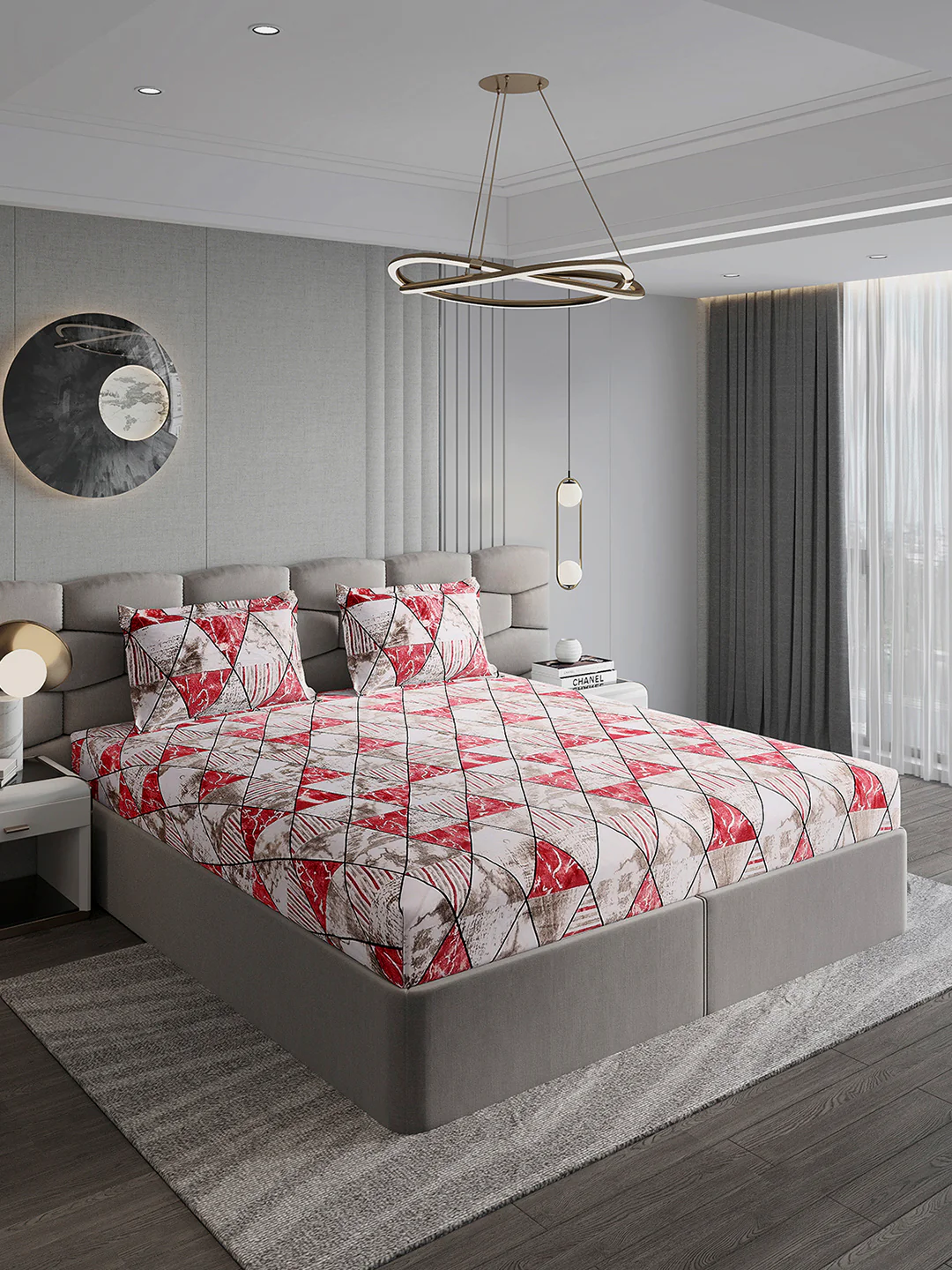 247 GSM Polyester King Bed 1 Bedsheet with 2 Pillow Cover (Vibe) - Image 4