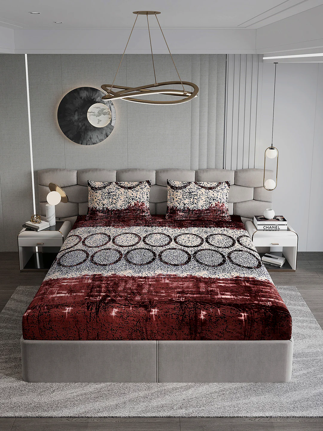 247 GSM Polyester King Bed 1 Bedsheet with 2 Pillow Cover (Vibe) - Image 3