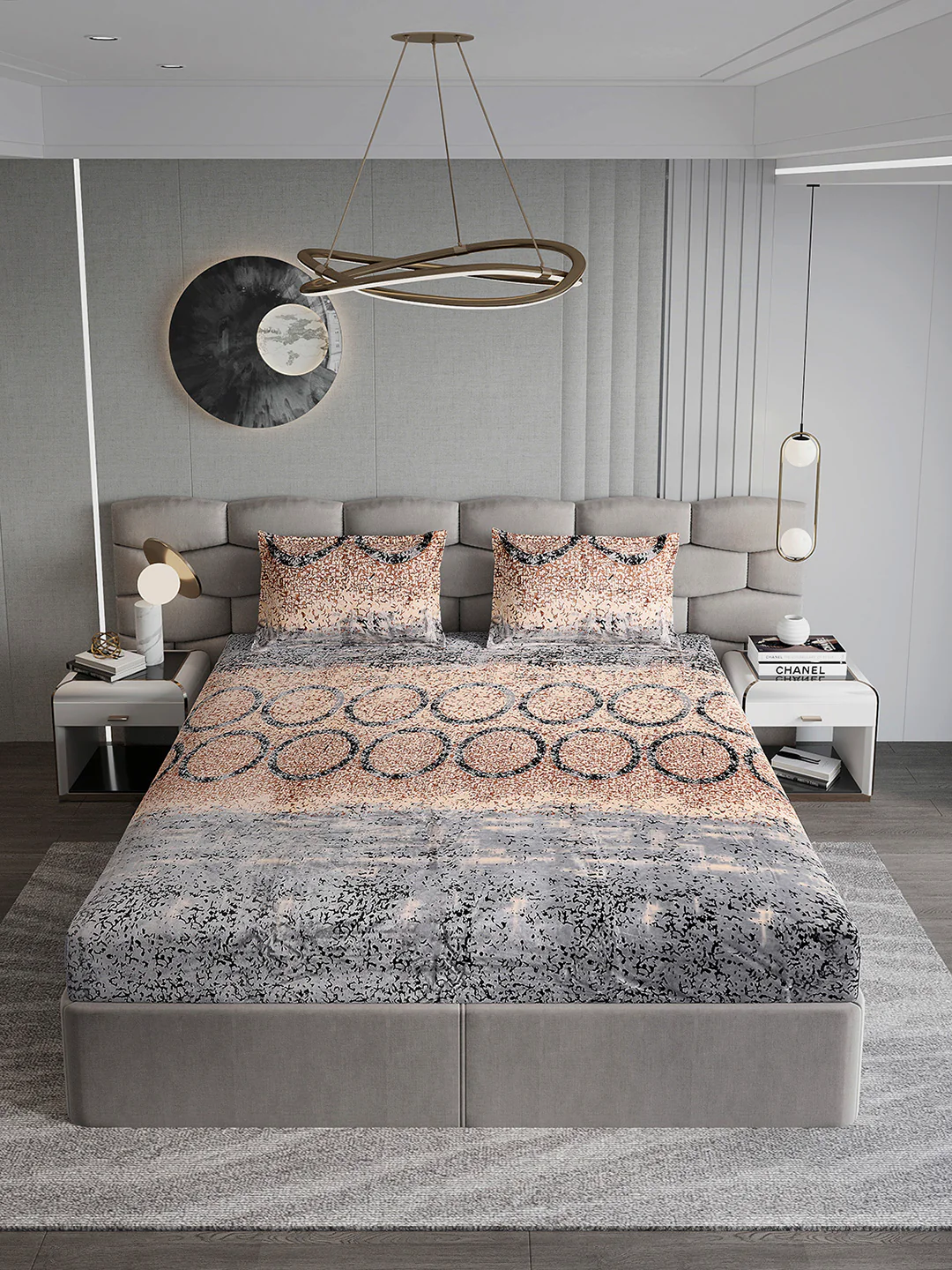 247 GSM Polyester King Bed 1 Bedsheet with 2 Pillow Cover (Vibe) - Image 3