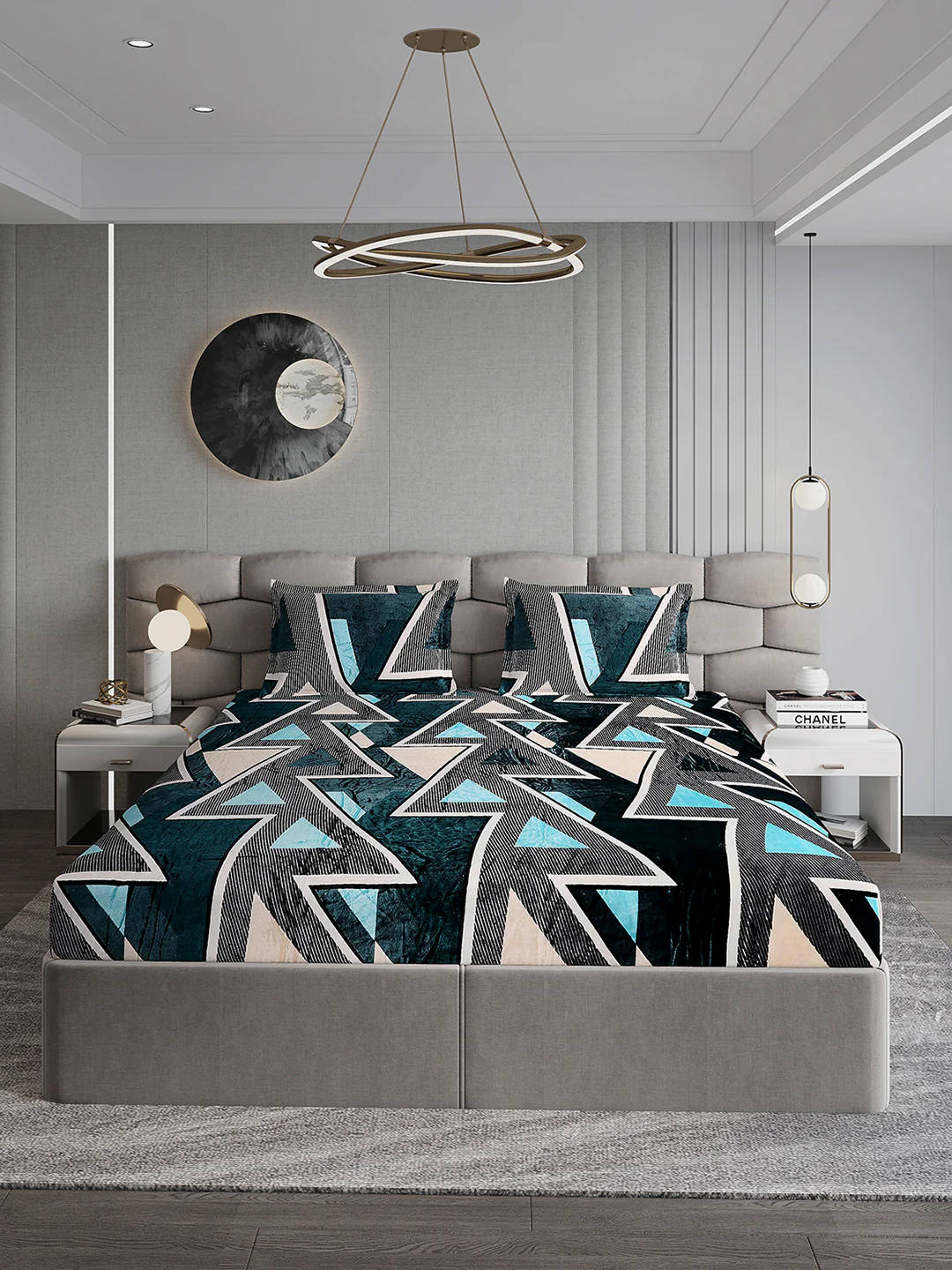 247 GSM Polyester King Bed 1 Bedsheet with 2 Pillow Cover (Vibe) - Image 2