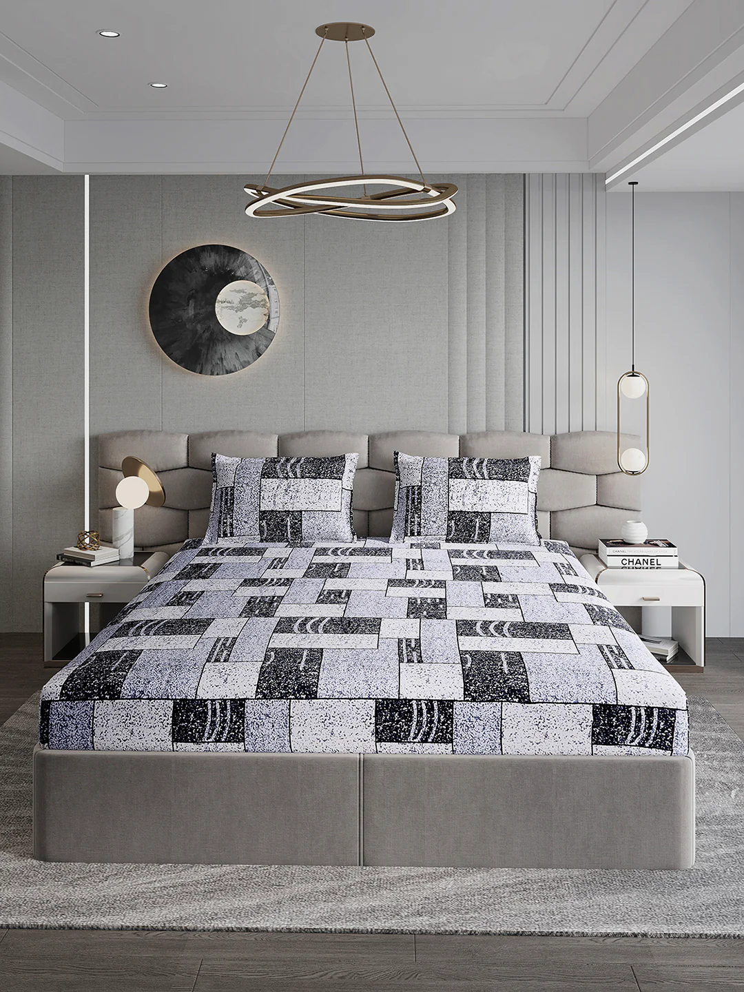 247 GSM Polyester King Bed 1 Bedsheet with 2 Pillow Cover (Vibe) - Image 2