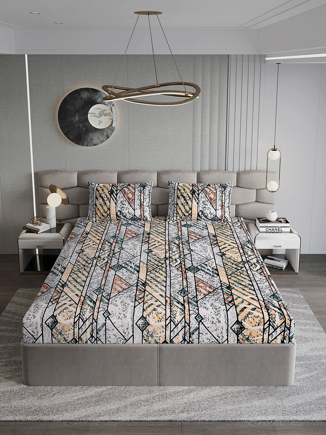 247 GSM Polyester King Bed 1 Bedsheet with 2 Pillow Cover (Vibe) - Image 3