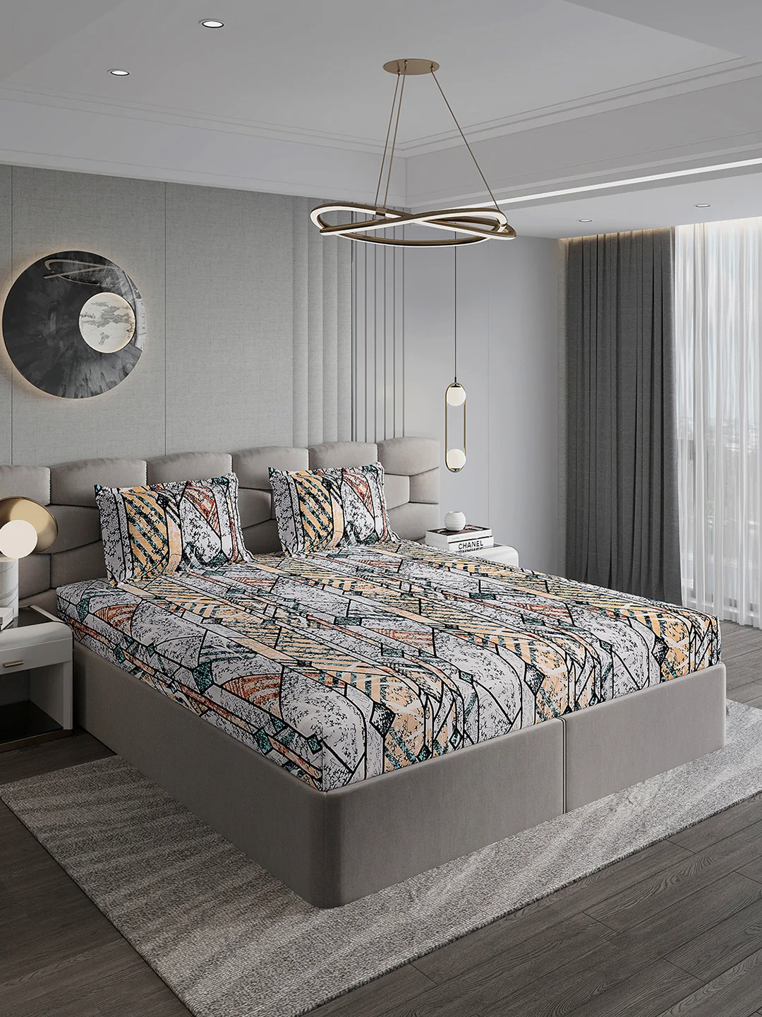 247 GSM Polyester King Bed 1 Bedsheet with 2 Pillow Cover (Vibe) - Image 4