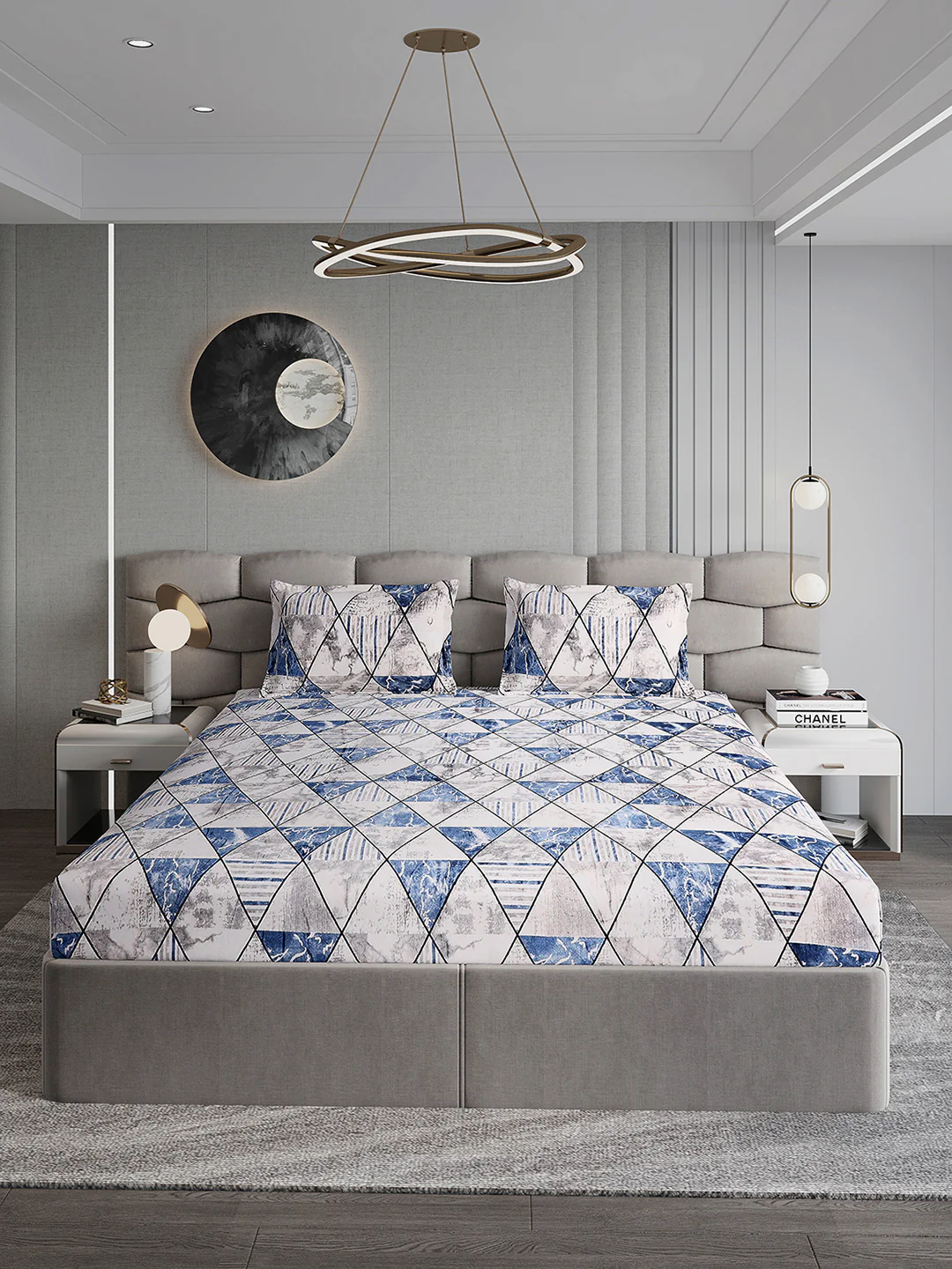 247 GSM Polyester King Bed 1 Bedsheet with 2 Pillow Cover (Vibe) - Image 2