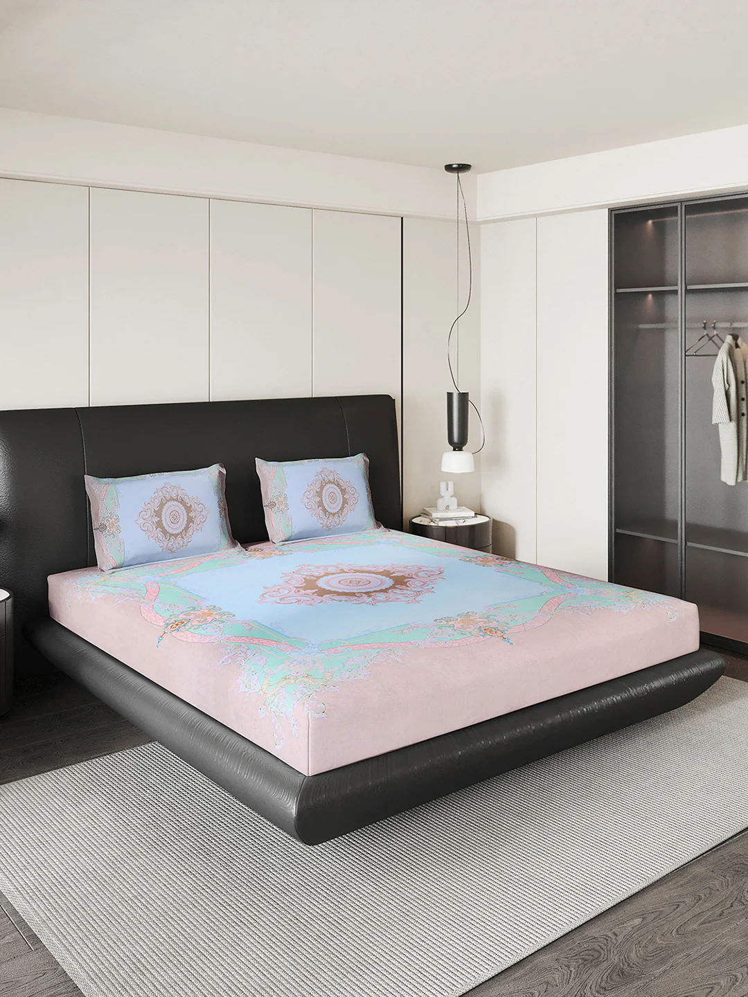 252 GSM Polyester King Bed 1 Bedsheet with 2 Pillow Cover (Urban) - Image 4