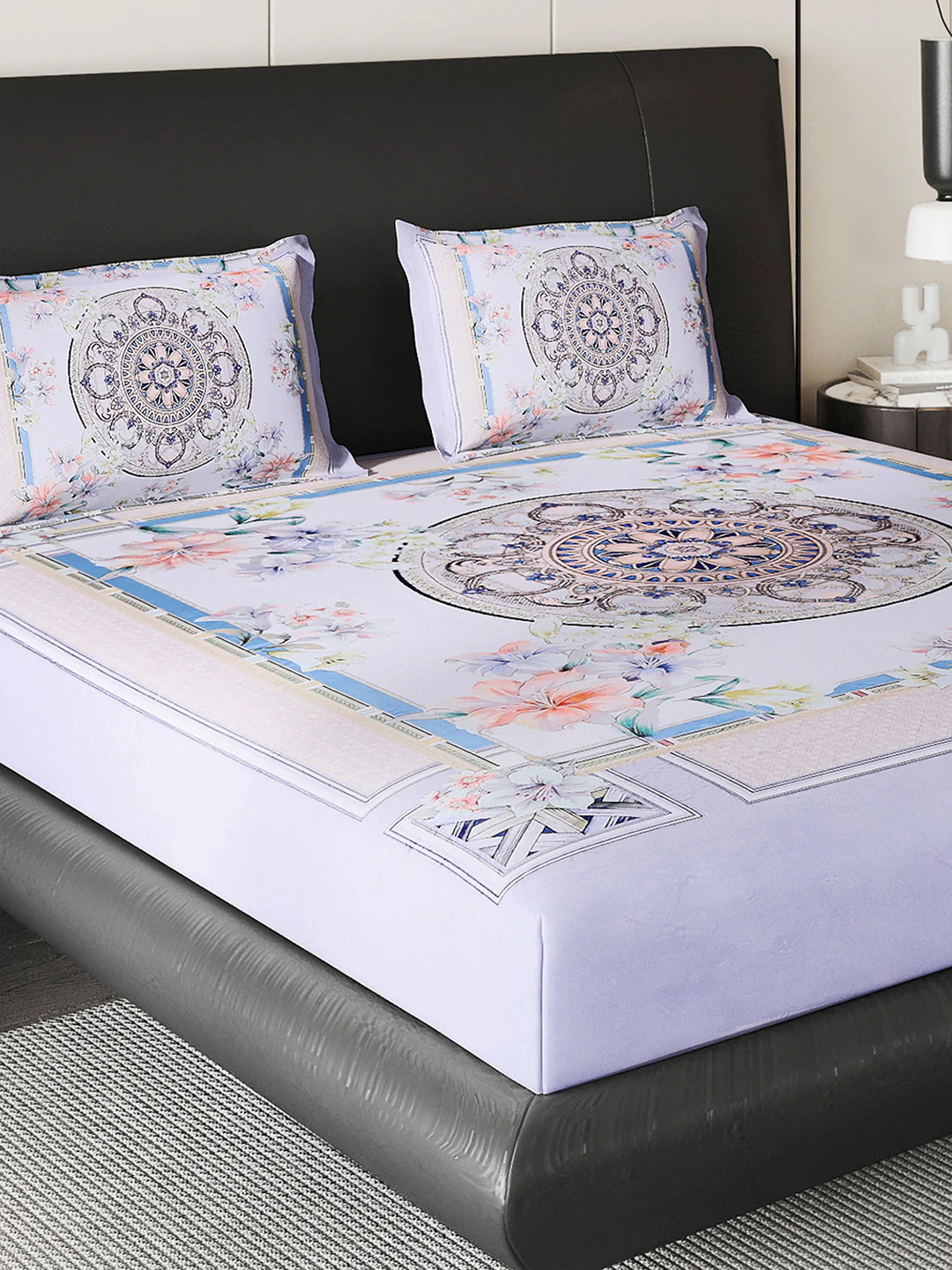 252 GSM Polyester King Bed 1 Bedsheet with 2 Pillow Cover (Urban)