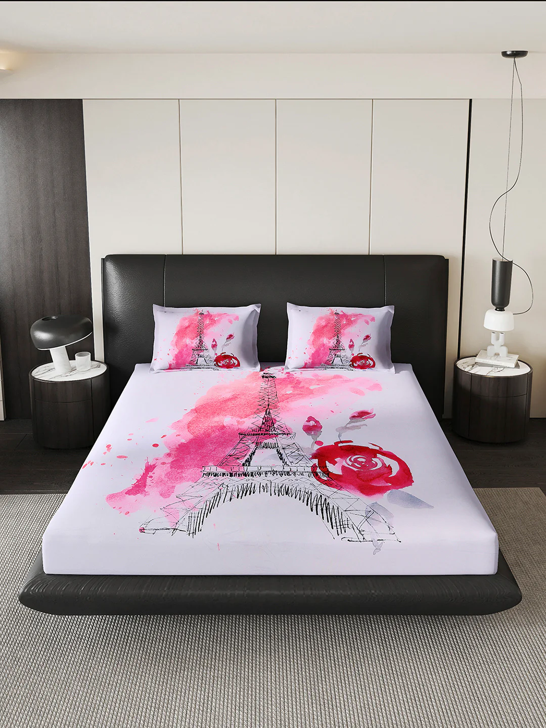 252 GSM Polyester King Bed 1 Bedsheet with 2 Pillow Cover (Urban) - Image 3