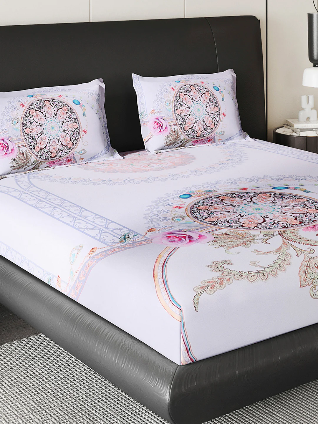 252 GSM Polyester King Bed 1 Bedsheet with 2 Pillow Cover (Urban)