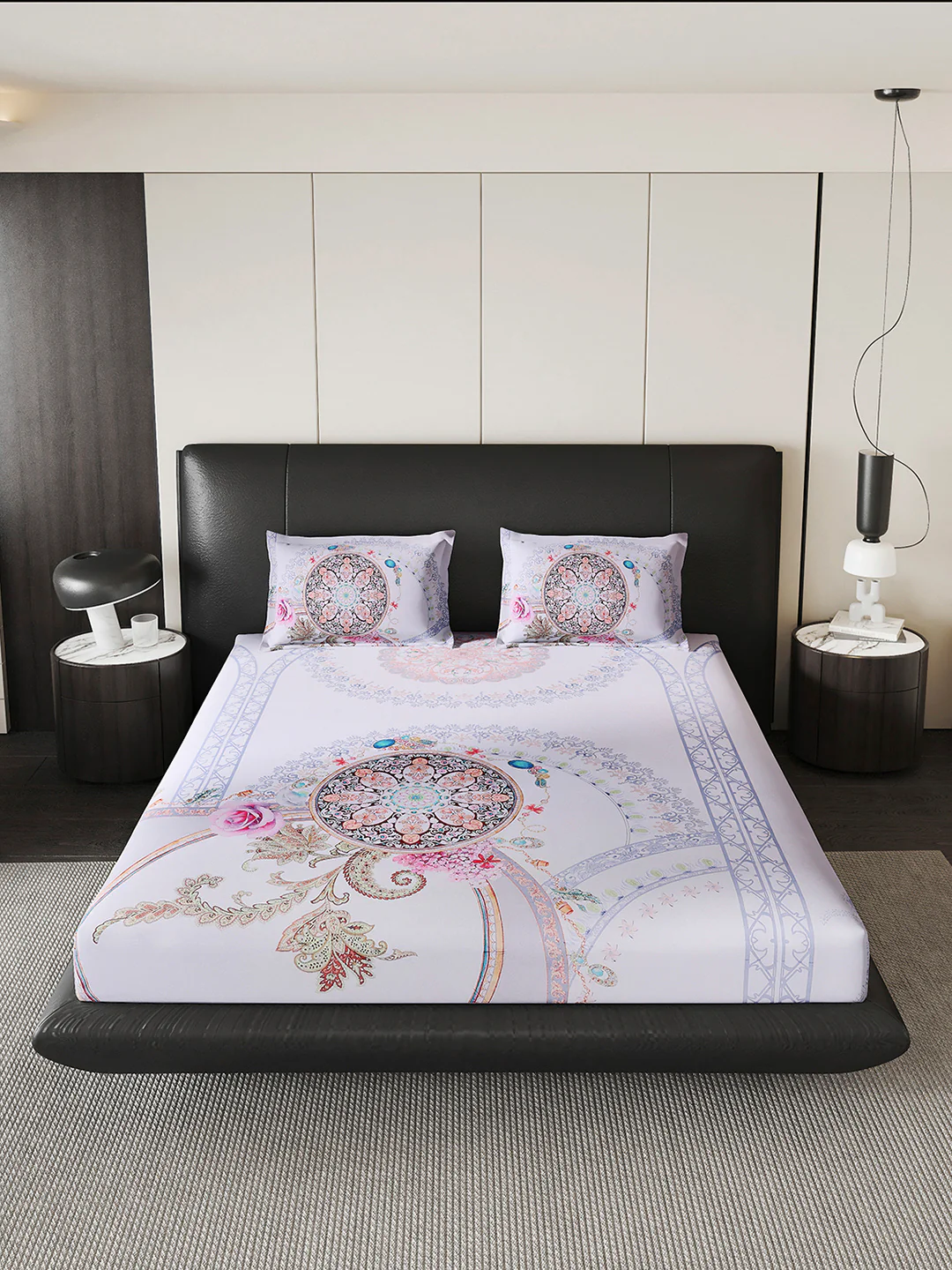 252 GSM Polyester King Bed 1 Bedsheet with 2 Pillow Cover (Urban) - Image 3