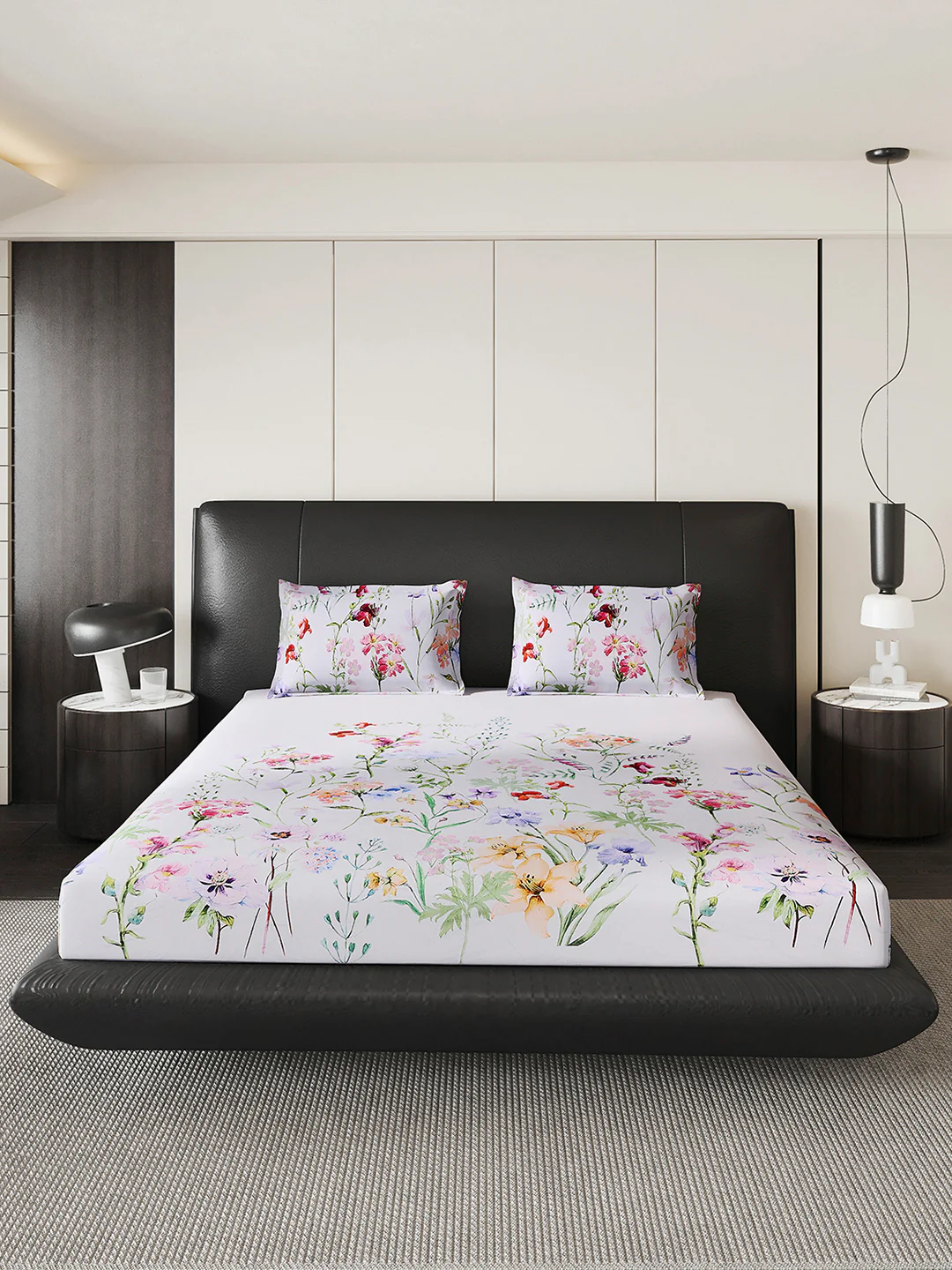 252 GSM Polyester King Bed 1 Bedsheet with 2 Pillow Cover (Urban) - Image 2