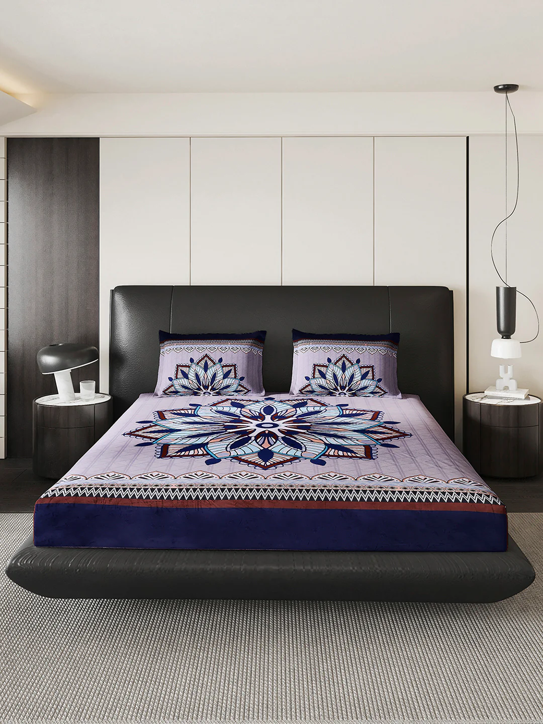 252 GSM Polyester King Bed 1 Bedsheet with 2 Pillow Cover (Urban) - Image 3