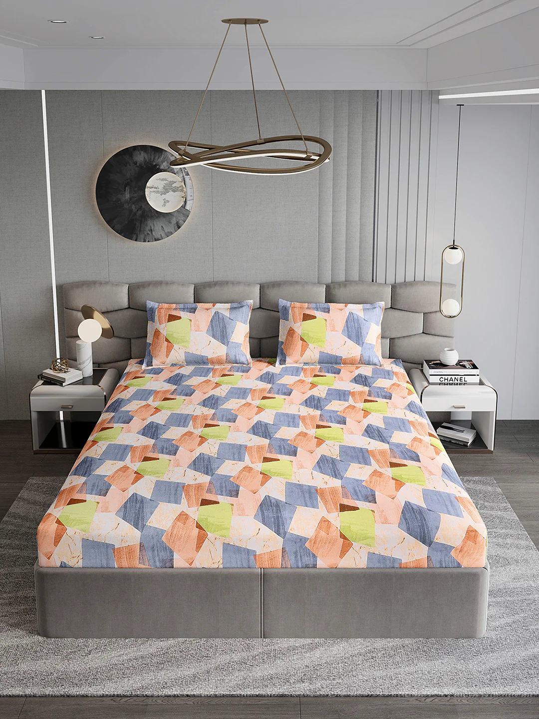 254 GSM Micro King Fitted Bed 1 Fitted Bedsheet with 2 Pillow Cover (Clare FT) - Image 3