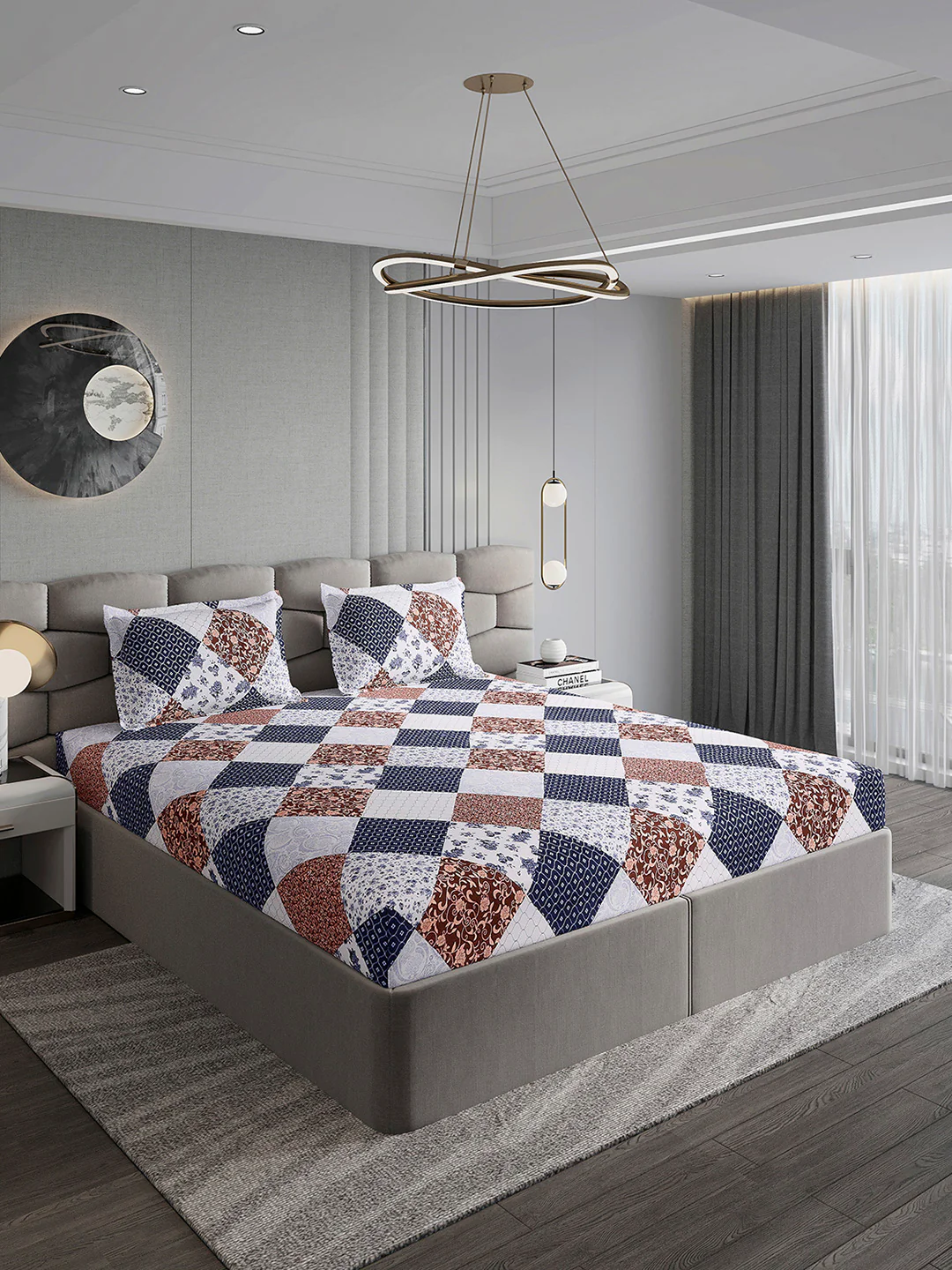 254 GSM Micro King Fitted Bed 1 Fitted Bedsheet with 2 Pillow Cover (Clare FT) - Image 4