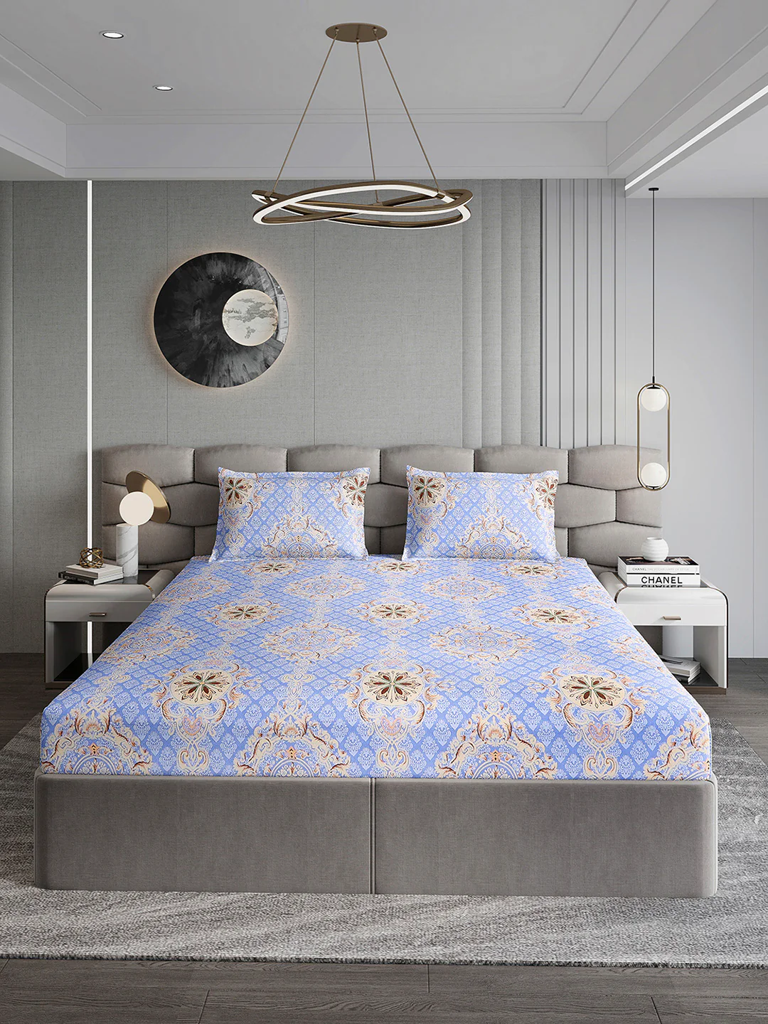 254 GSM Micro King Fitted Bed 1 Fitted Bedsheet with 2 Pillow Cover (Clare FT) - Image 2