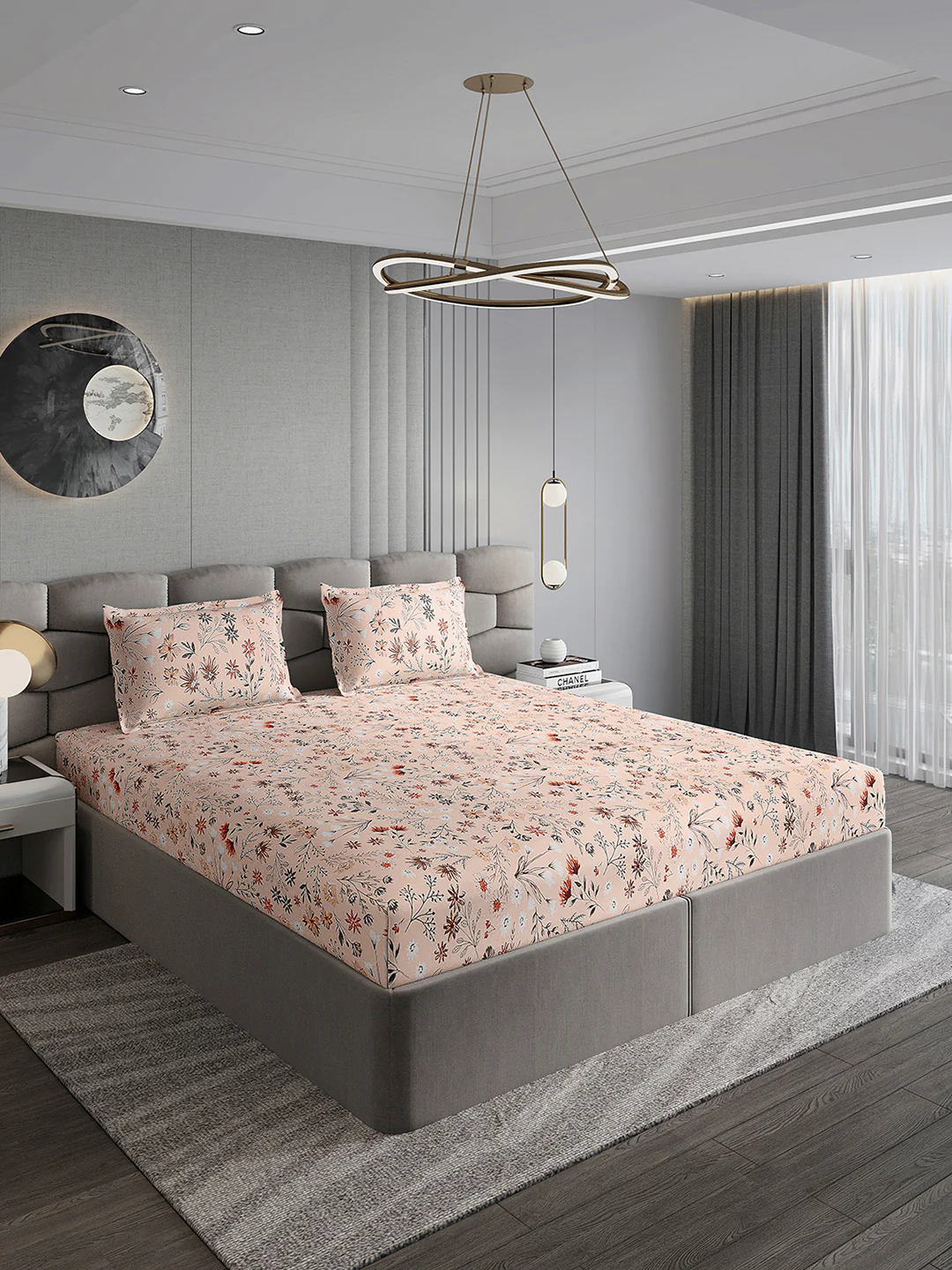 254 GSM Micro King Fitted Bed 1 Fitted Bedsheet with 2 Pillow Cover (Clare FT) - Image 4
