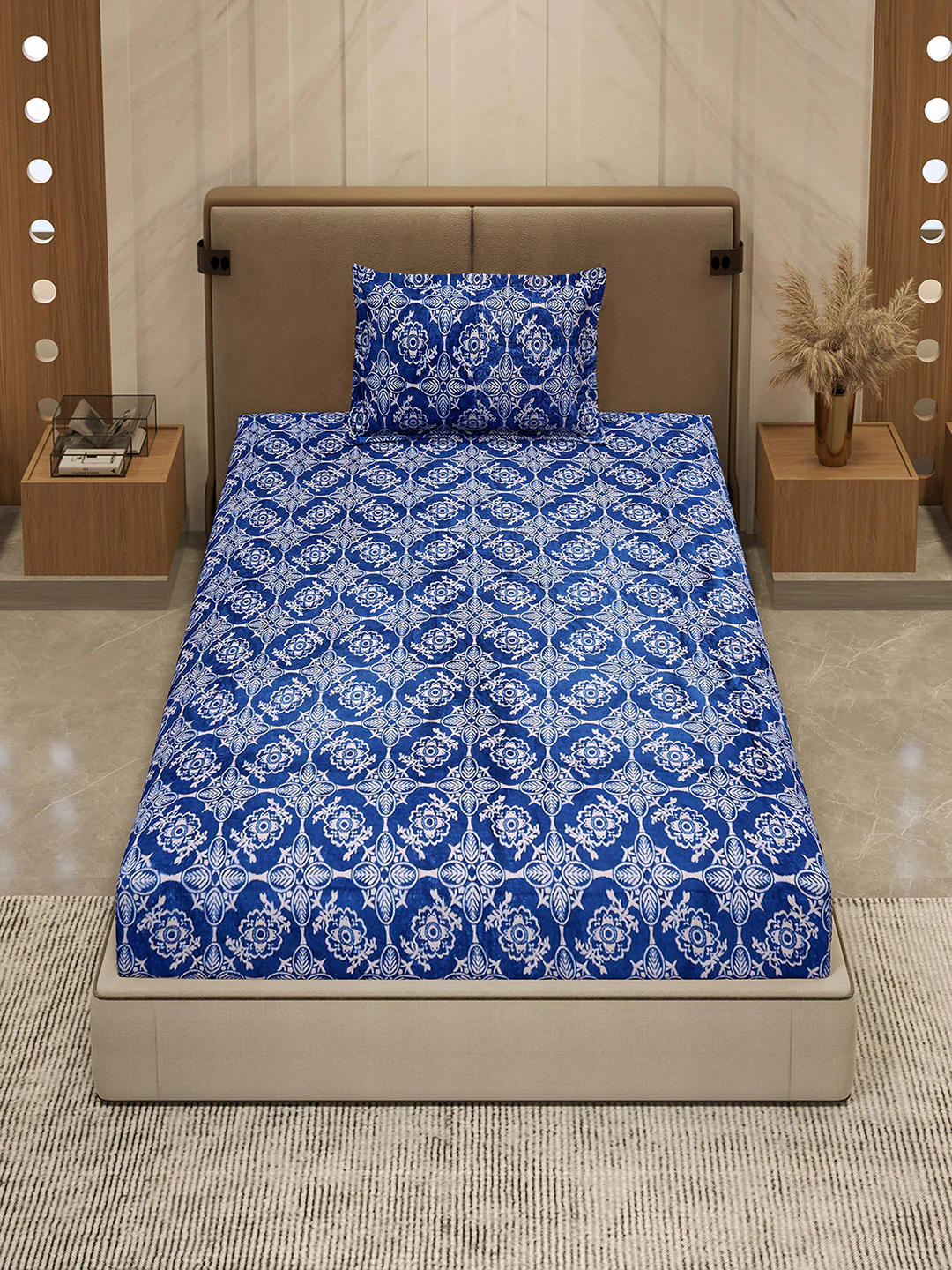 264 GSM Polyester Single Bed 1 Bedsheet with 1 Pillow Cover (Nixie Piece) - Image 3