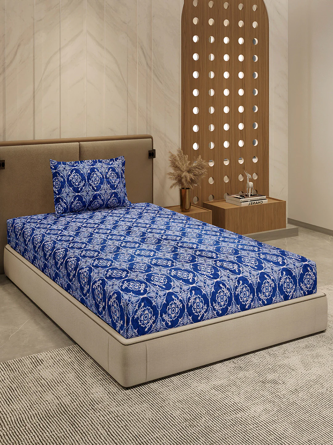 264 GSM Polyester Single Bed 1 Bedsheet with 1 Pillow Cover (Nixie Piece) - Image 4