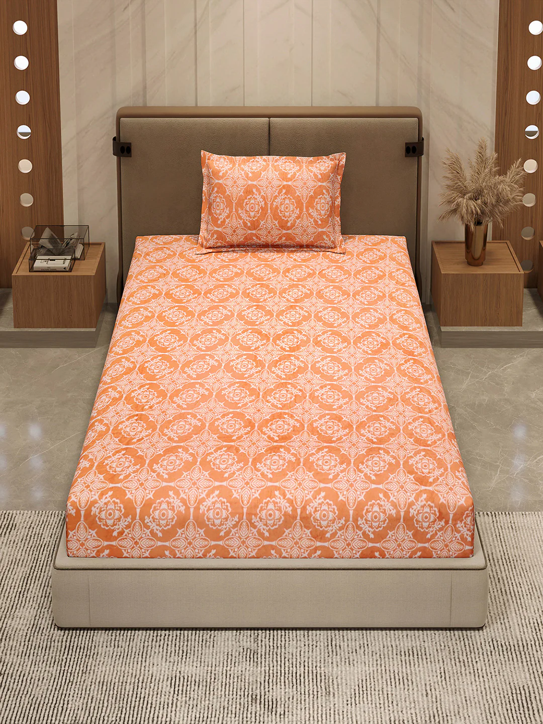 264 GSM Polyester Single Bed 1 Bedsheet with 1 Pillow Cover (Nixie Piece) - Image 3