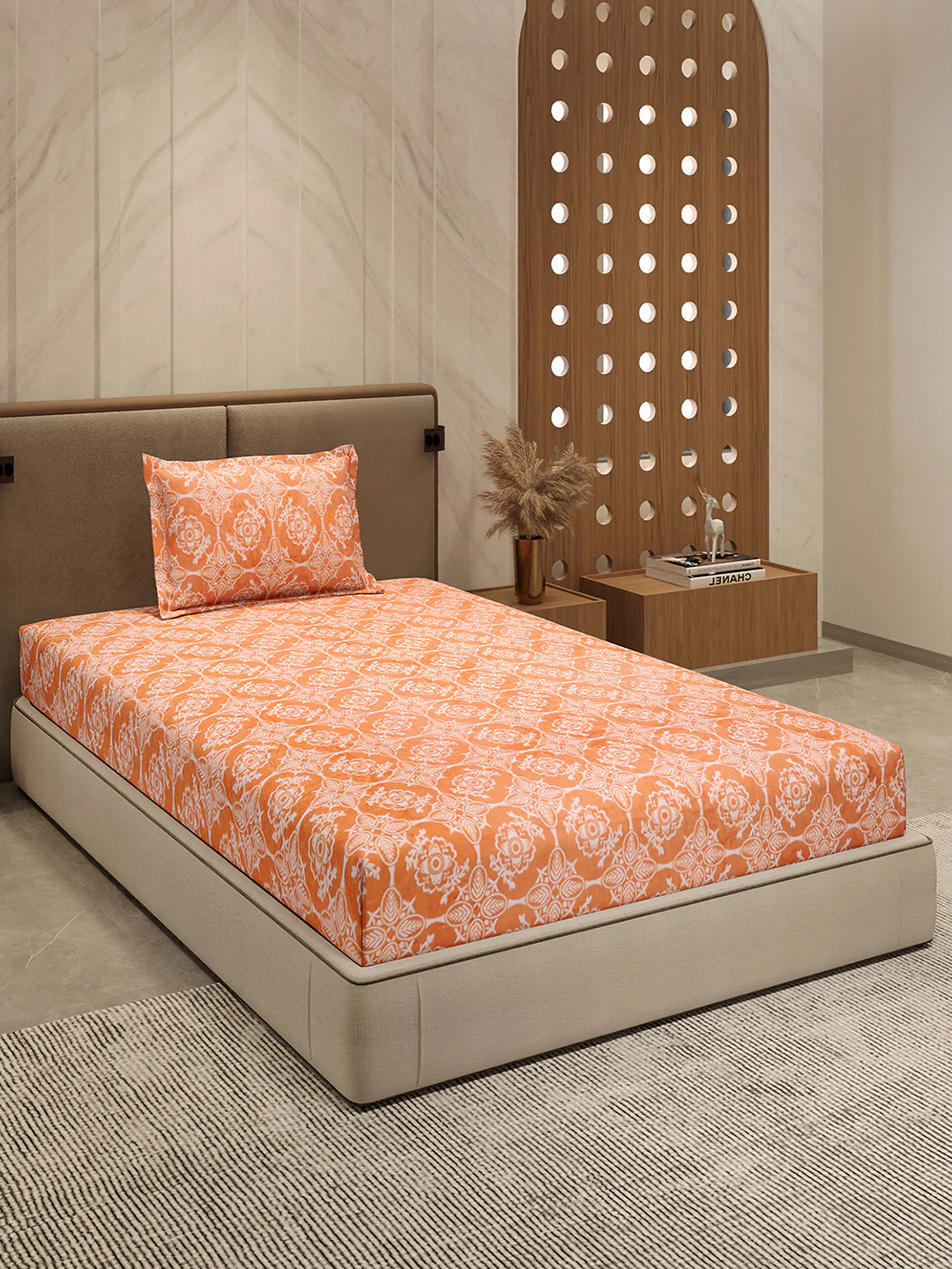 264 GSM Polyester Single Bed 1 Bedsheet with 1 Pillow Cover (Nixie Piece) - Image 4