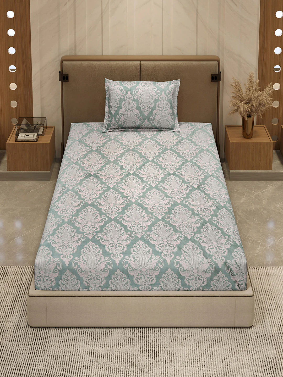 264 GSM Polyester Single Bed 1 Bedsheet with 1 Pillow Cover (Nixie Piece) - Image 3