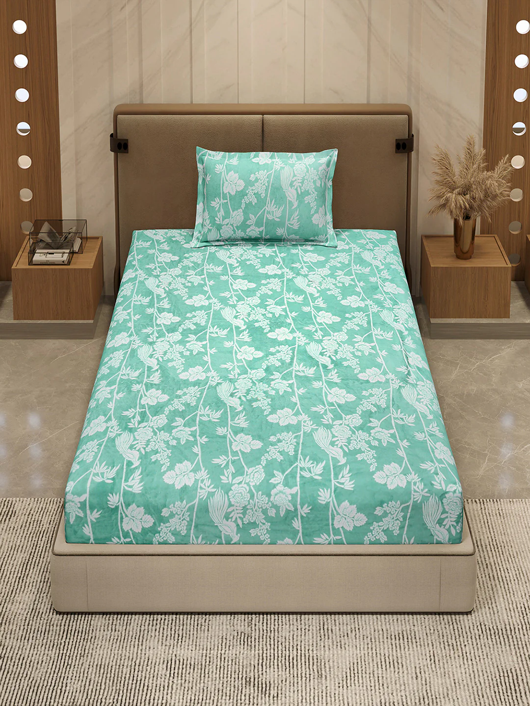 264 GSM Polyester Single Bed 1 Bedsheet with 1 Pillow Cover (Nixie Piece) - Image 3