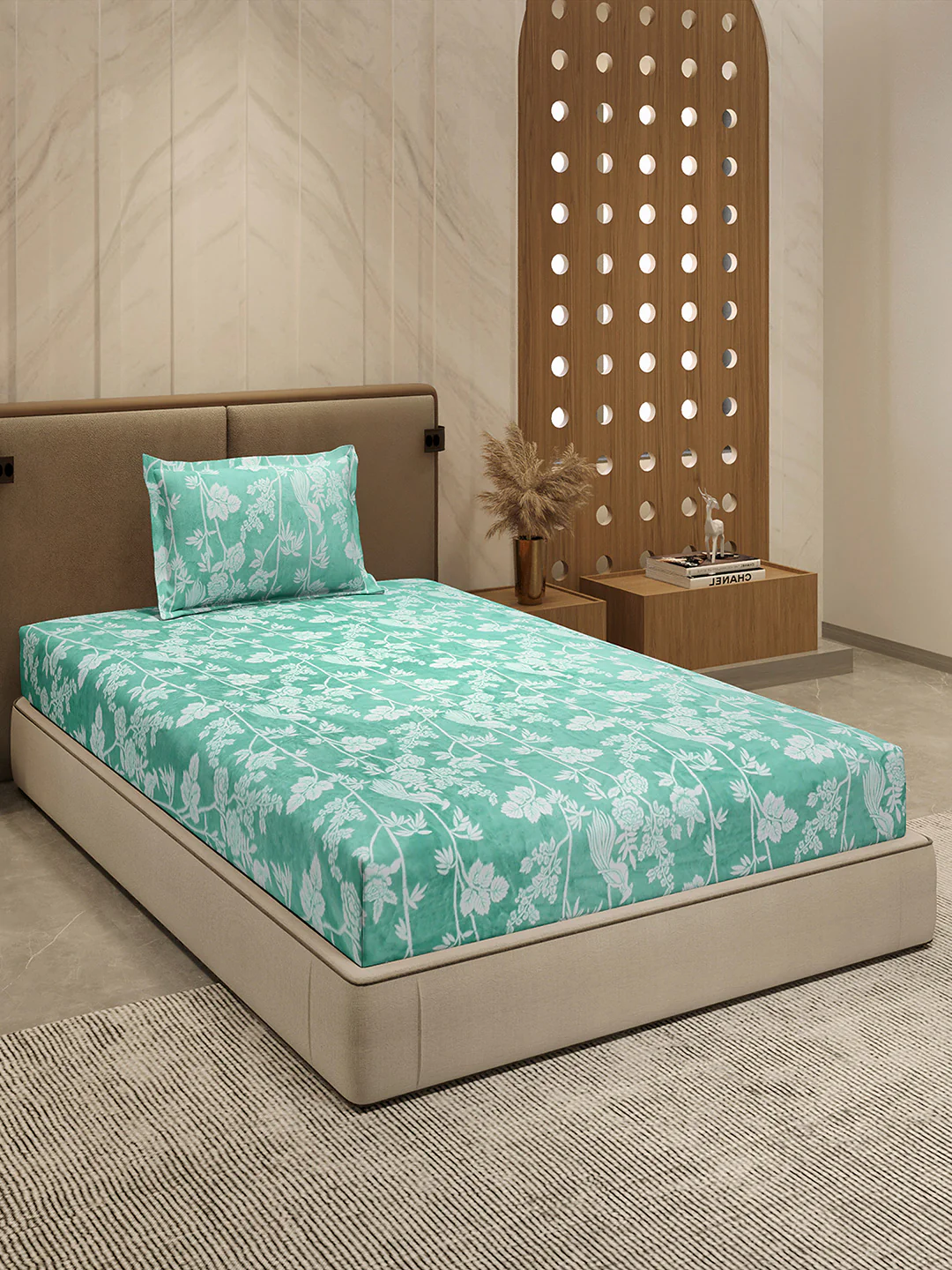 264 GSM Polyester Single Bed 1 Bedsheet with 1 Pillow Cover (Nixie Piece) - Image 4