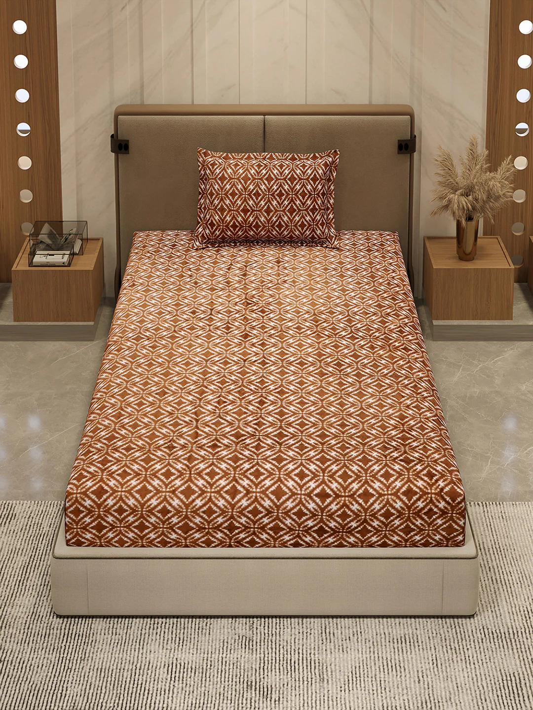 264 GSM Polyester Single Bed 1 Bedsheet with 1 Pillow Cover (Nixie Piece) - Image 3