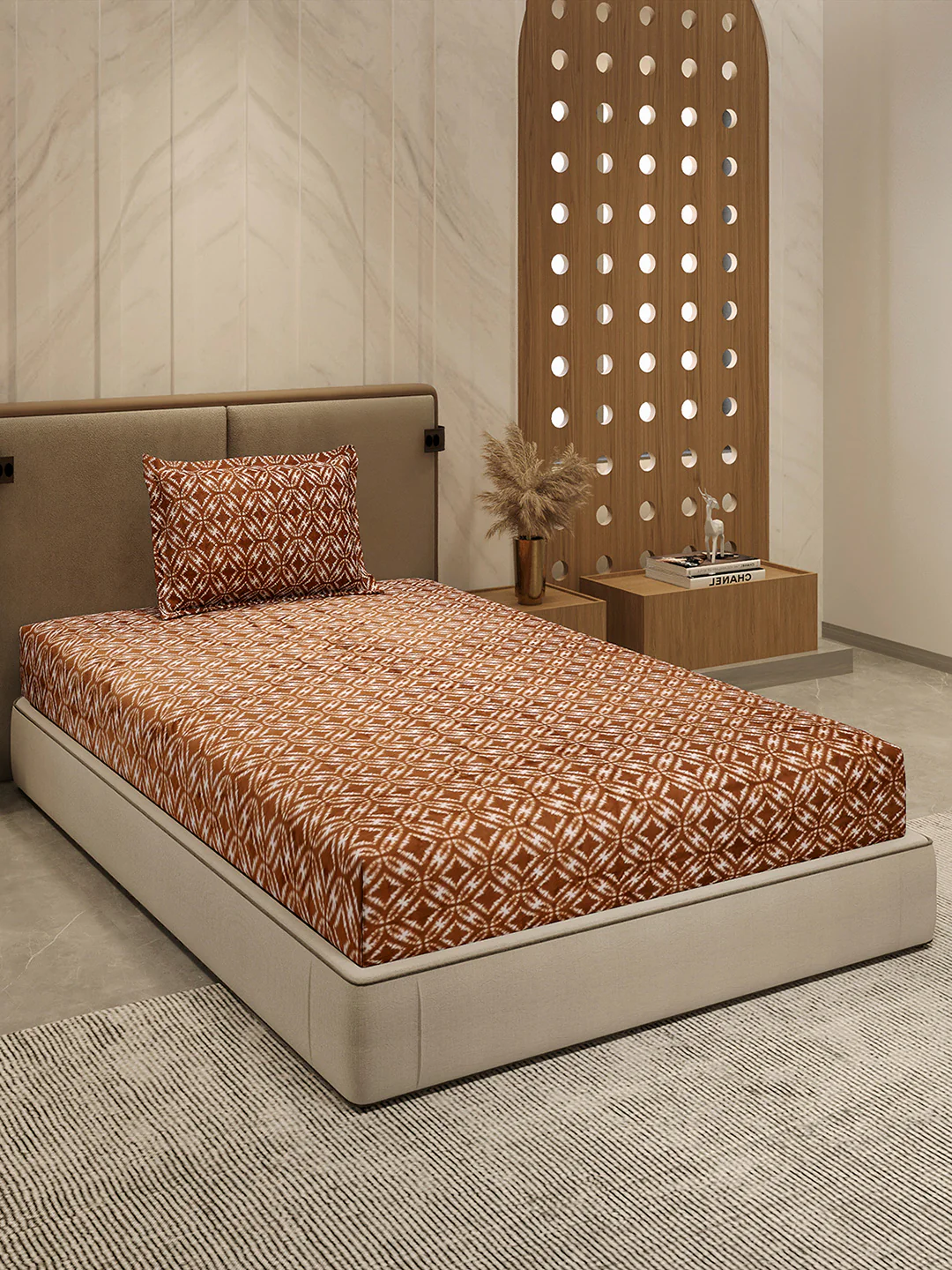 264 GSM Polyester Single Bed 1 Bedsheet with 1 Pillow Cover (Nixie Piece) - Image 4