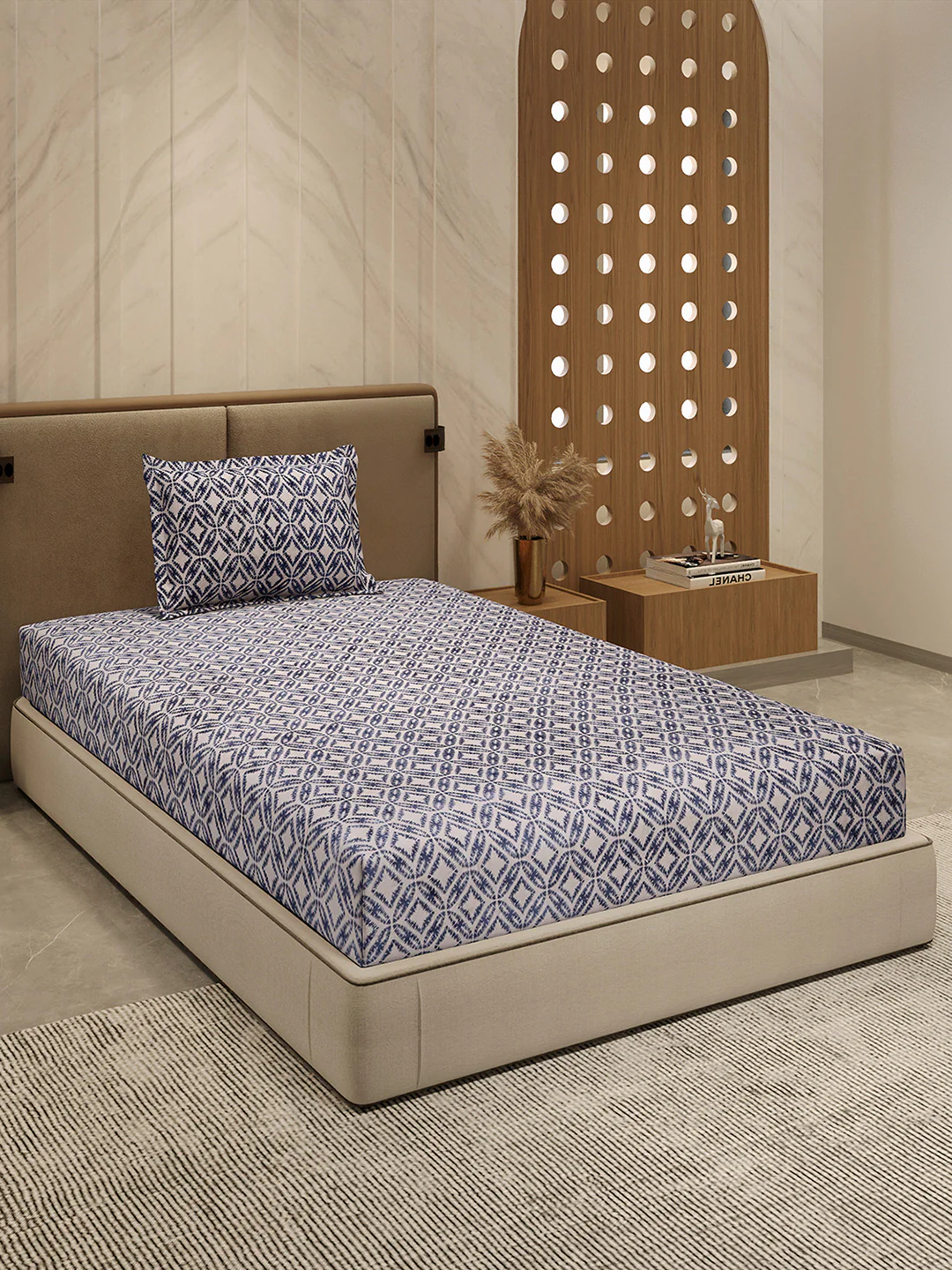 264 GSM Polyester Single Bed 1 Bedsheet with 1 Pillow Cover (Nixie Piece) - Image 4