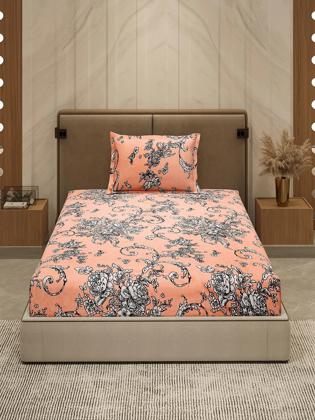 264 GSM Polyester Single Bed 1 Bedsheet with 1 Pillow Cover (Nixie Piece) - Image 2