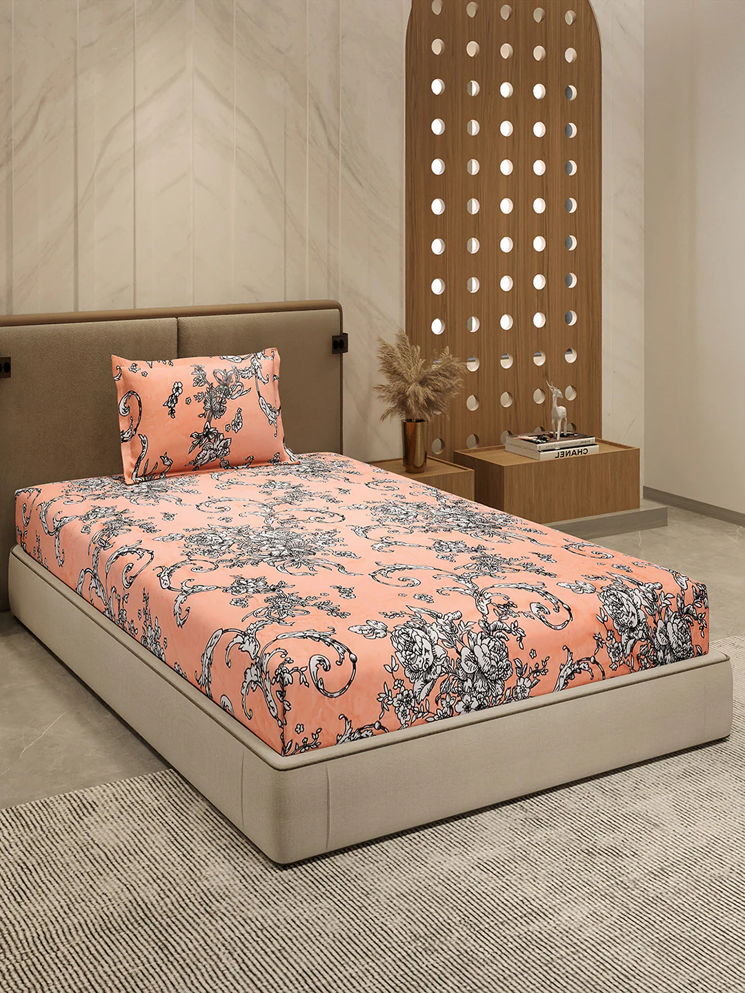 264 GSM Polyester Single Bed 1 Bedsheet with 1 Pillow Cover (Nixie Piece) - Image 4