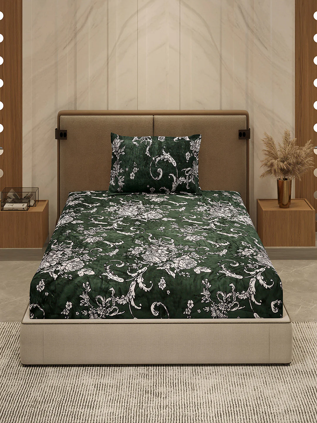 264 GSM Polyester Single Bed 1 Bedsheet with 1 Pillow Cover (Nixie Piece) - Image 2