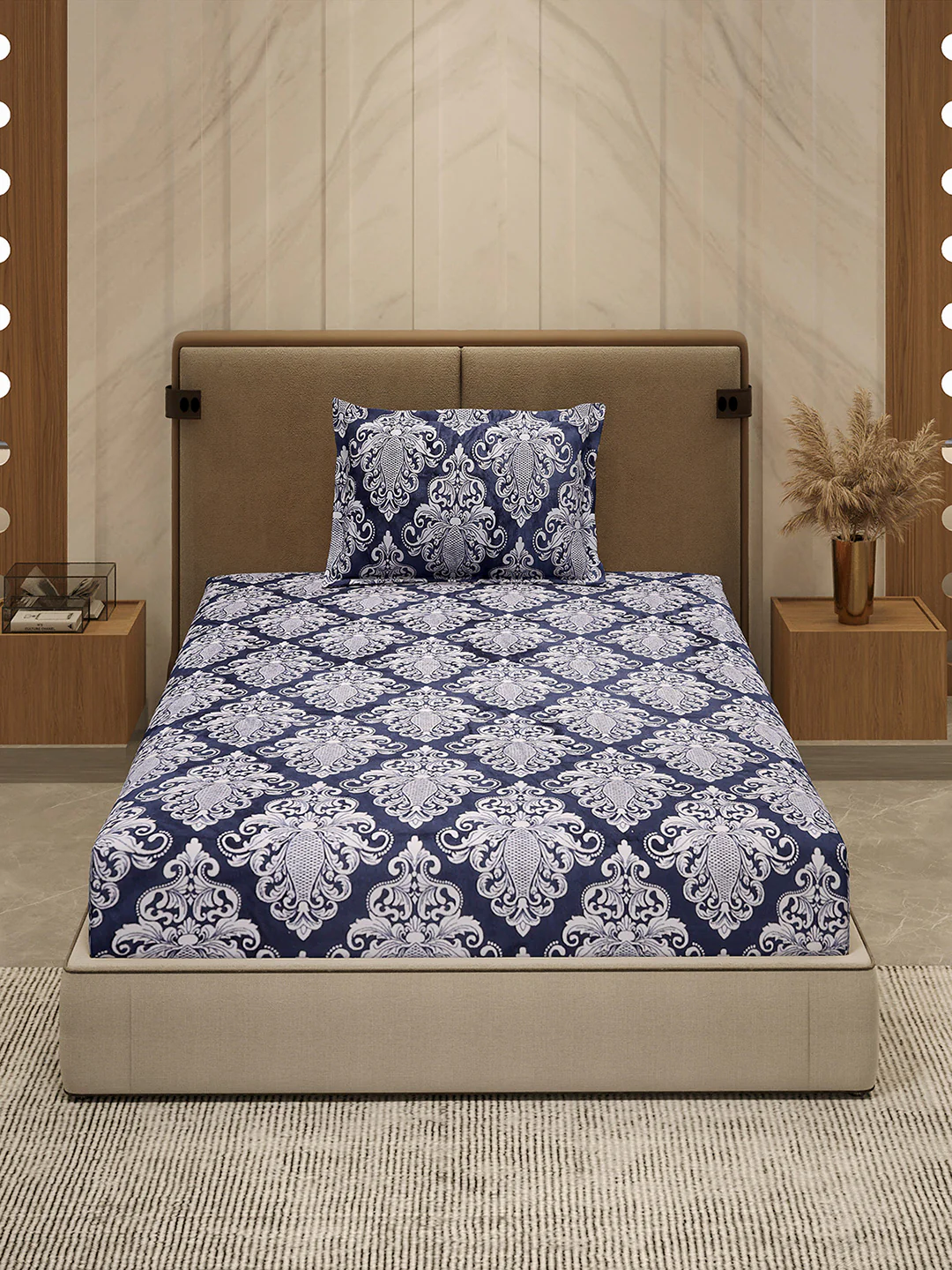 264 GSM Polyester Single Bed 1 Bedsheet with 1 Pillow Cover (Nixie Piece) - Image 2