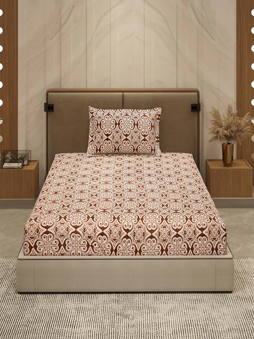 264 GSM Polyester Single Bed 1 Bedsheet with 1 Pillow Cover (Nixie Piece) - Image 2
