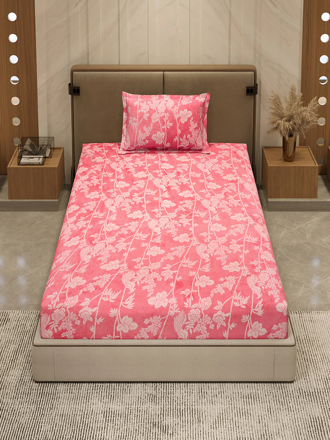 264 GSM Polyester Single Bed 1 Bedsheet with 1 Pillow Cover (Nixie Piece) - Image 3
