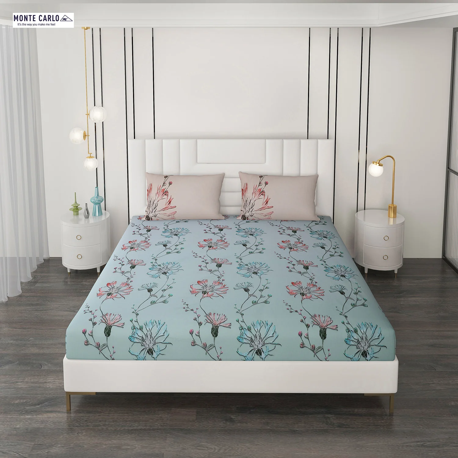 300 TC Cotton Double Bedsheet with 2 Pillow Covers - Image 2