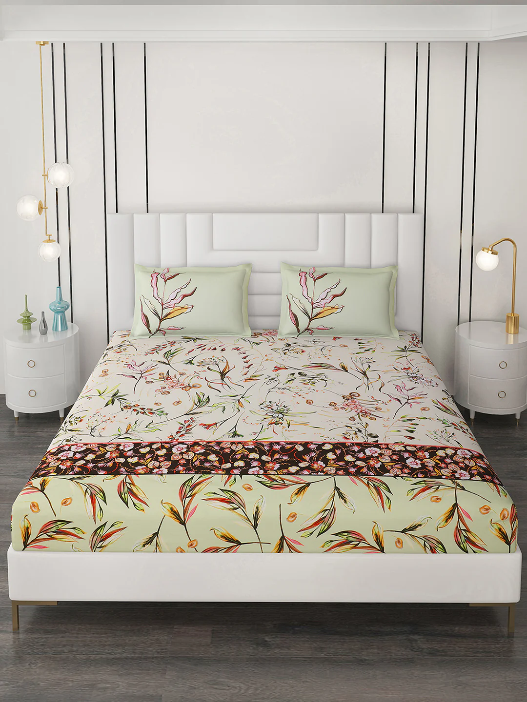 300 TC Cotton Double Bedsheet with 2 Pillow Covers - Image 2
