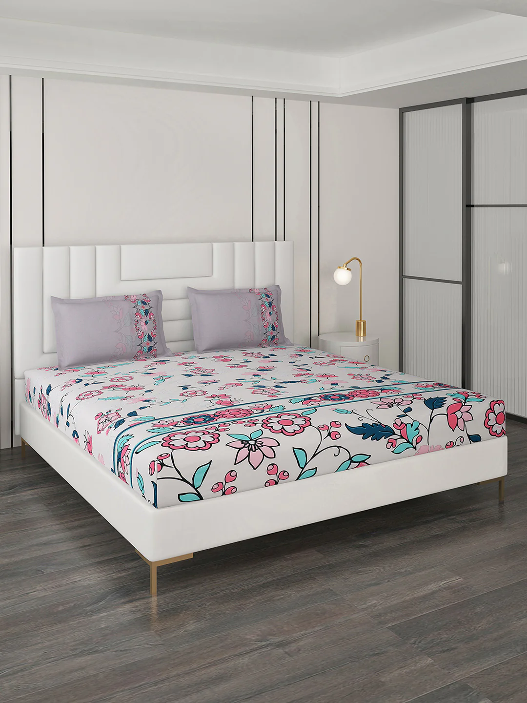 300 TC Cotton Double Bedsheet with 2 Pillow Covers - Image 2