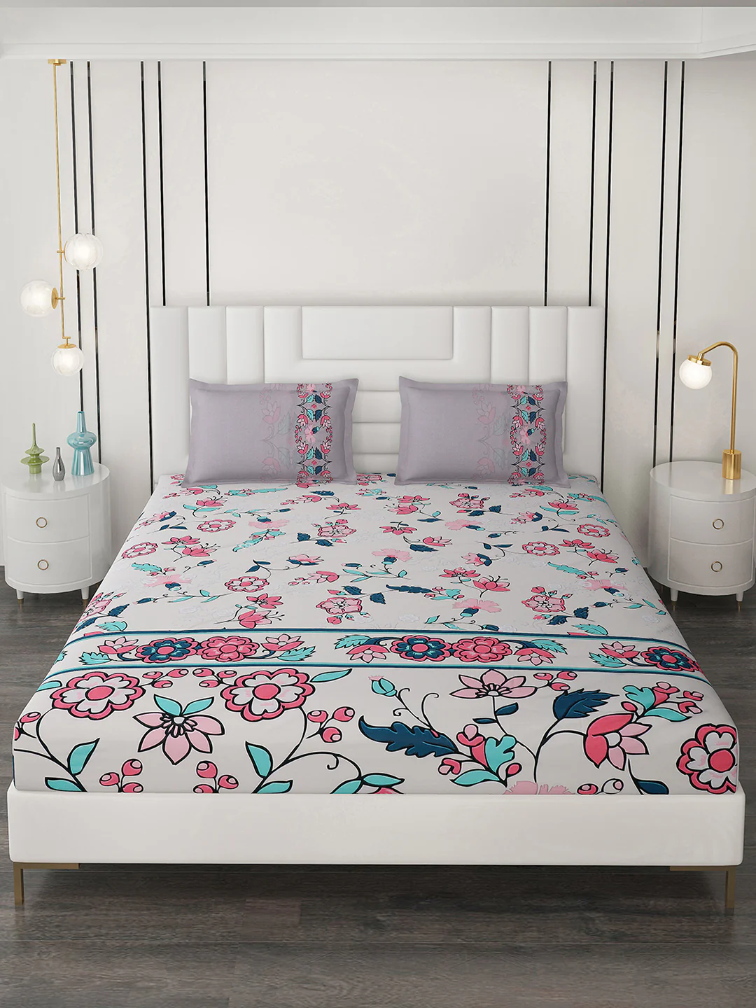300 TC Cotton Double Bedsheet with 2 Pillow Covers - Image 3
